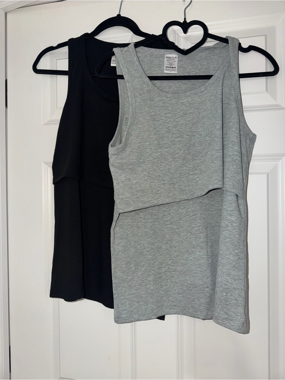 duo Maternity Layered Nursing Tank Top — Gray and Black